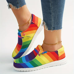Women's Colorful Striped Canvas Shoes Lightweight Low Top Shoes