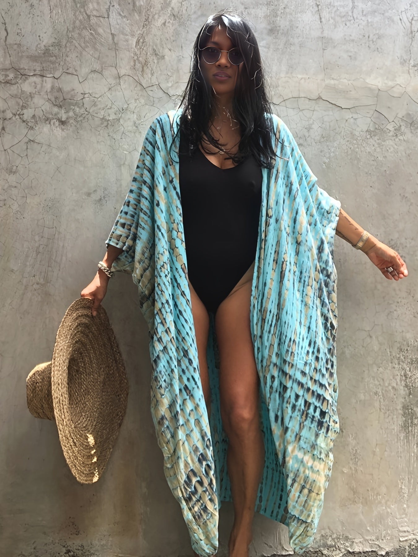 Boho Loose Fit Cover Up Shirt V Neck Half Sleeves Beachwear