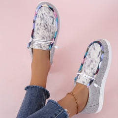 Women's Lace Up Canvas Shoes Casual Slip On Flat Shoes Lightweight