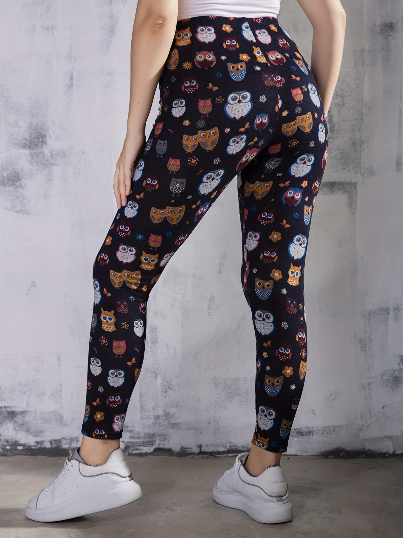 Owl Print High Rise Leggings