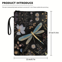 Dragonfly Flower Print Book Sleeve for Book Lover Women Girls
