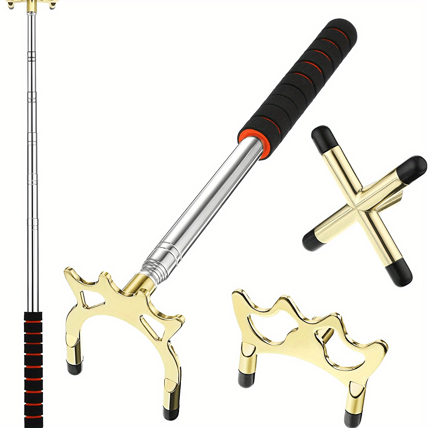 3pc Retractable Billiards Cue Stick Bridge w/ Removable Brass Head