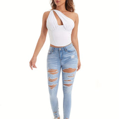 Ripped High Rise Skinny Jeans