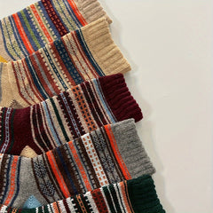 10 Pairs Striped Warm Crew Socks for Autumn Winter