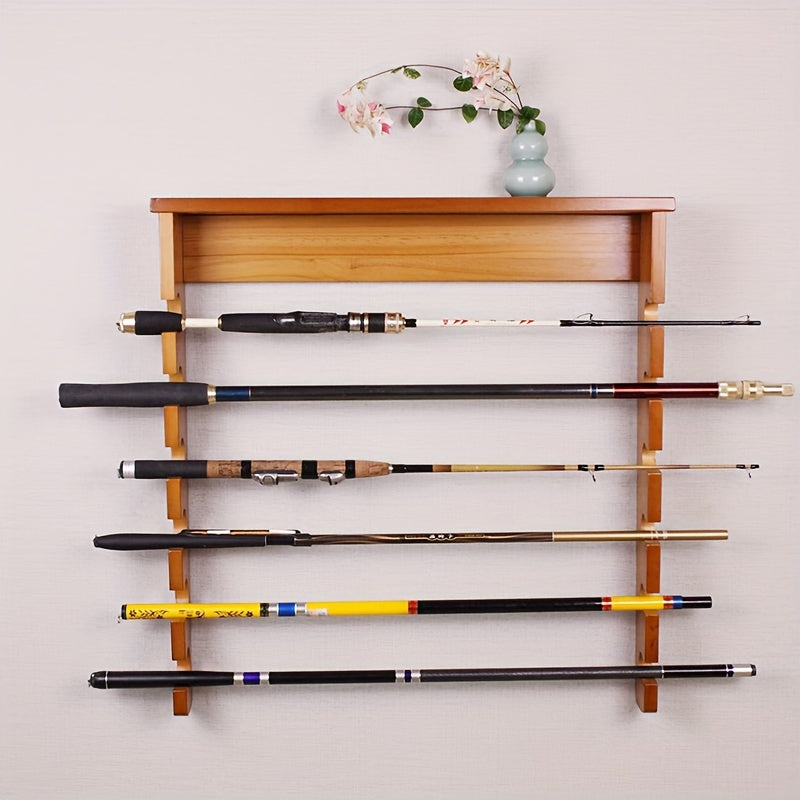 Wood Fishing Rod Organizer Garage Rack