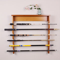 Wood Fishing Rod Organizer Garage Rack
