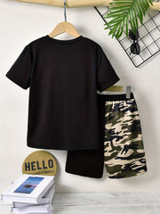 Boys Camouflage Casual Outfit T shirt & Shorts Kids Summer Clothes Sets