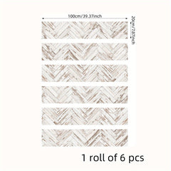 6pcs Wood Grain Stair Stickers Self-adhesive Wallpaper Home Decor Waterproof