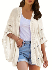 Crochet Draped Knit Cardigan Women's Sweater