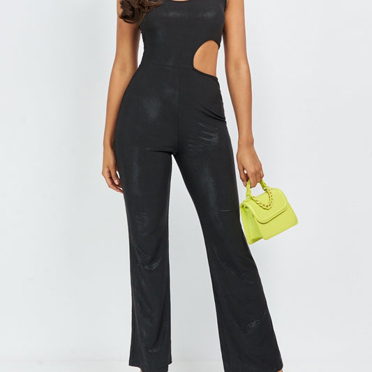 Women's Backless Flare Leg Jumpsuit