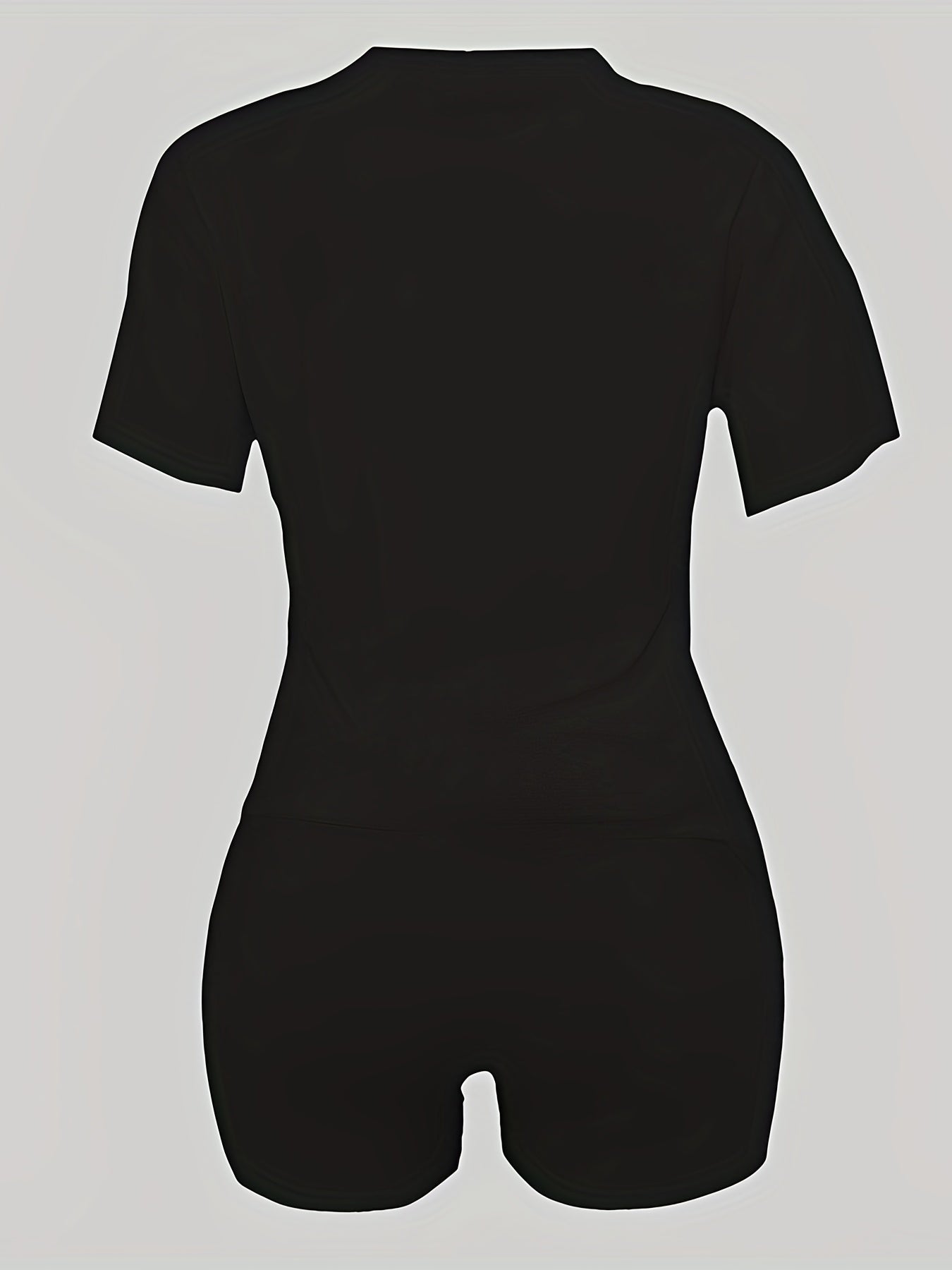 Letter Print Matching Set Crew Neck Tee & Elastic Waist Shorts