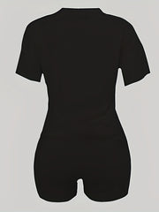 Graphic & Letter Print Two-piece Set Casual T shirt & Shorts Outfits