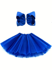 Girls Tulle Tutu Skirt & Bow Headdress Ballet Dressing Up Kid Tutu Skirt