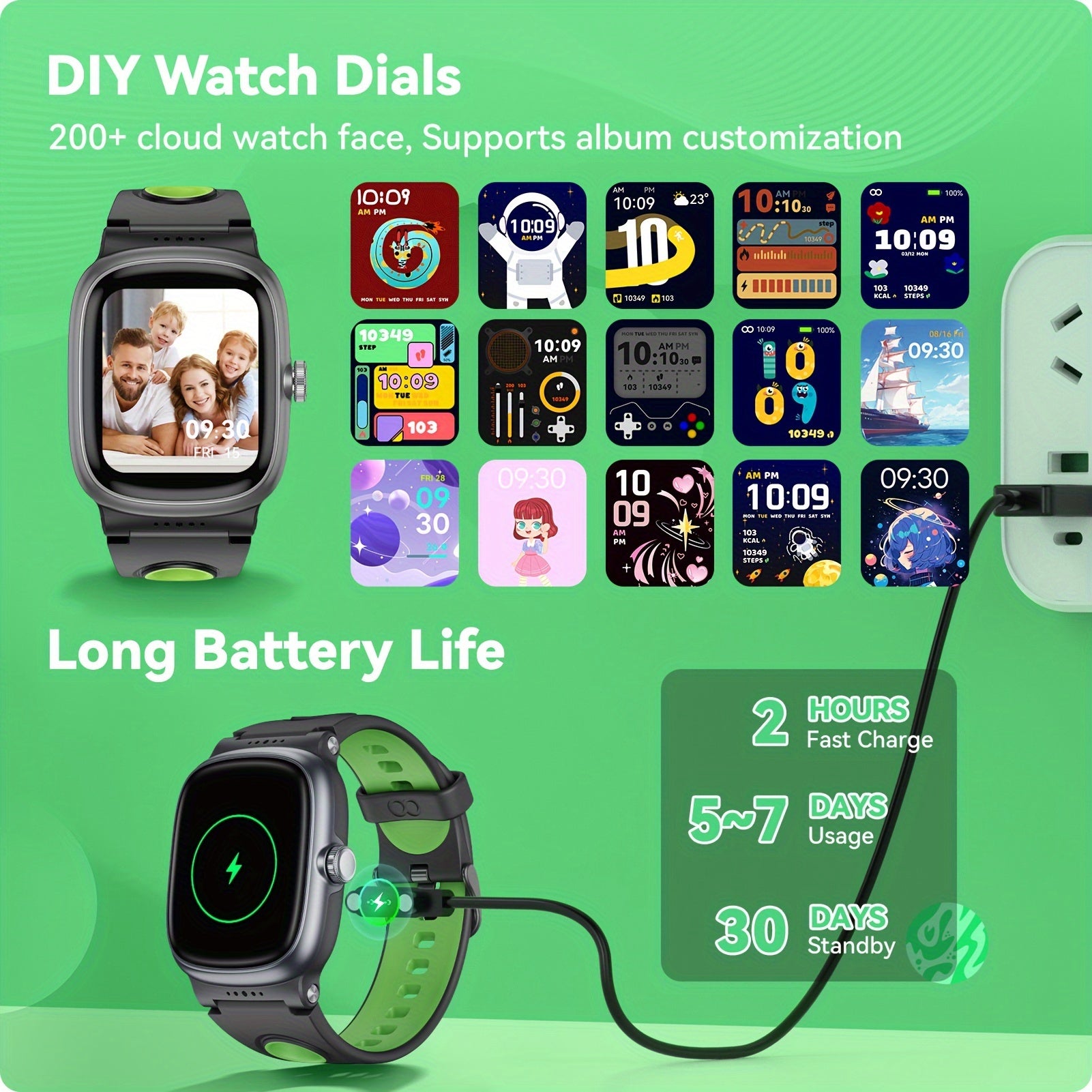 Kids Smart Watch with Sleep Monitor, Games, Alarm, Waterproof - Boys/Girls