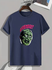 Surprised Expression Print Men's Graphic T-shirt for Summer