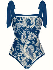 Boho Bikini Set Baroque Print Swimsuit & Cover Up Skirt Two Piece Set
