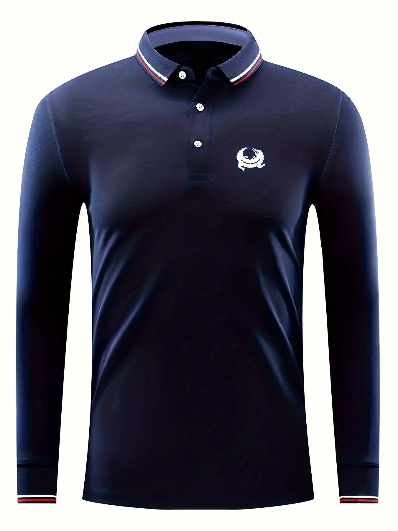 Crocodile Print Men's Casual Button Up Long Sleeve Polo Shirt