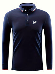 Crocodile Print Men's Casual Button Up Long Sleeve Polo Shirt