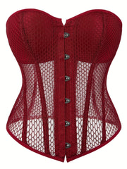 Mesh Corset Bustier Lace Up Body Shaper Lingerie