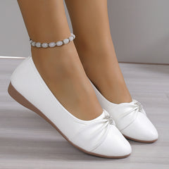 Women's Bowknot Flat Shoes Rhinestone Pointed Toe Soft Sole Ballet Flats