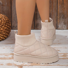 Waterproof Faux Leather Winter Boots Non Slip Snow Boots