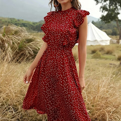 Women's Chiffon Floral Print Ruffle A-line Sundress