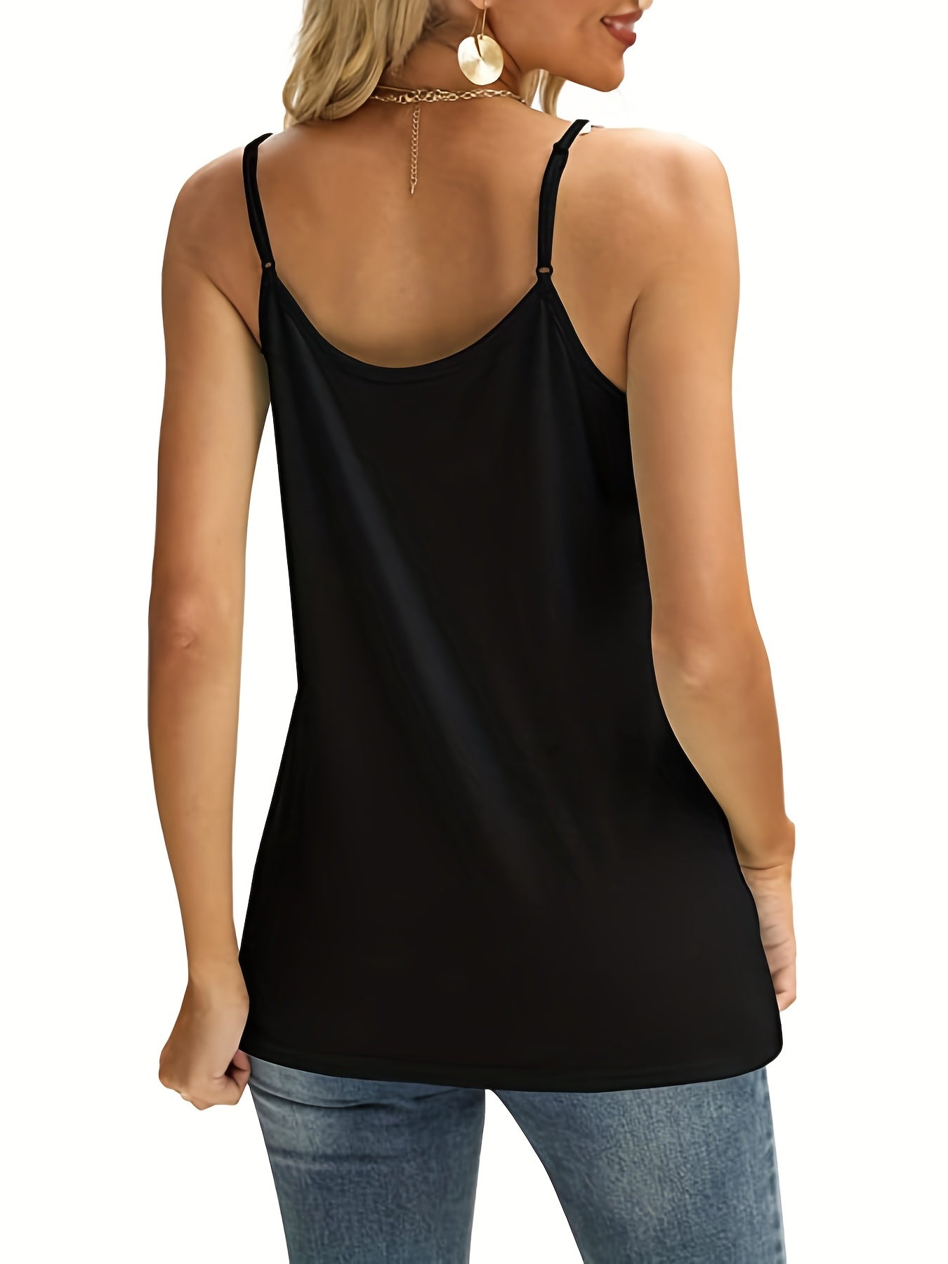 V Neck Cami Top with Lace Trim