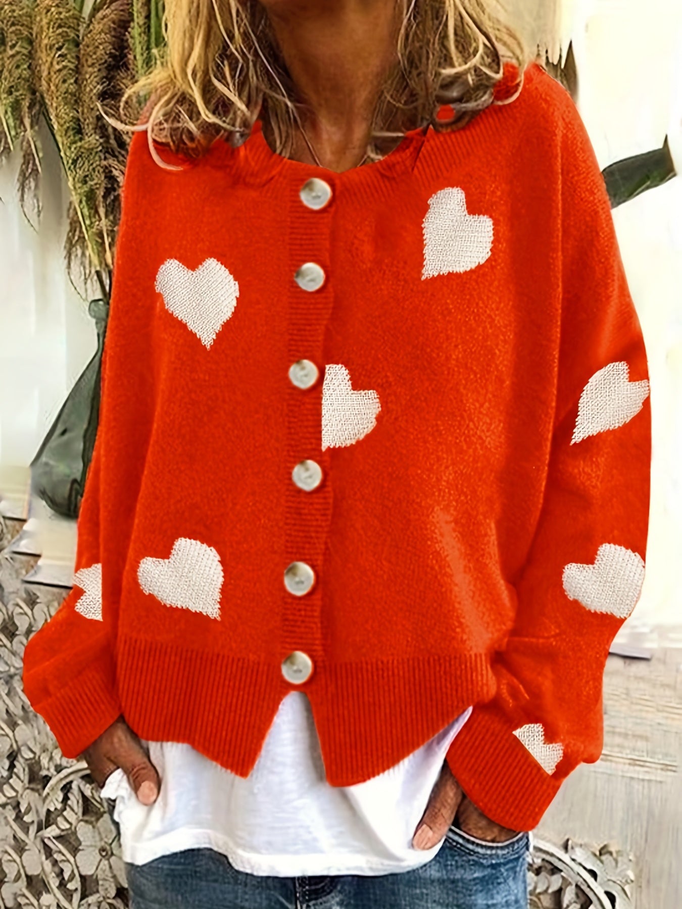 Star Print Button Up Long Sleeve Cardigan