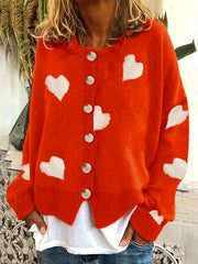 Star Print Button Up Long Sleeve Cardigan