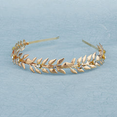 Golden Leaf Rhinestone Hairband Headband Princess Tiara