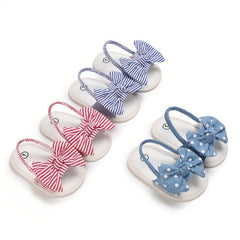 Baby Girls Bowknot Open Toe Sandals, Lightweight Breathable Summer Shoes
