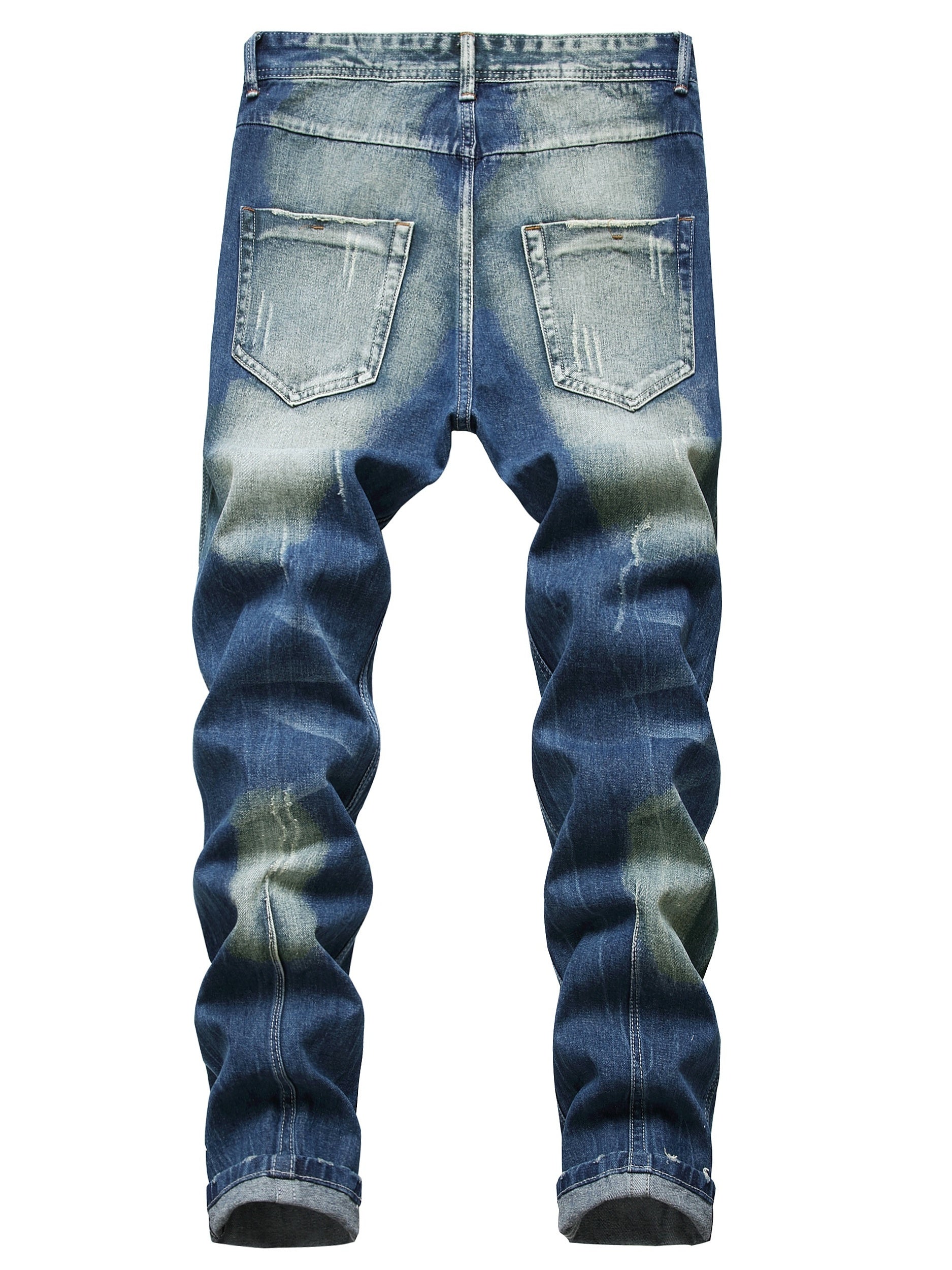 Men's Vintage Ripped Distressed Slim Straight Jeans