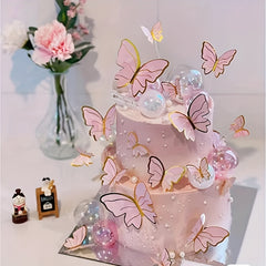 10pcs Golden Butterfly Cake Toppers for Birthdays and Weddings