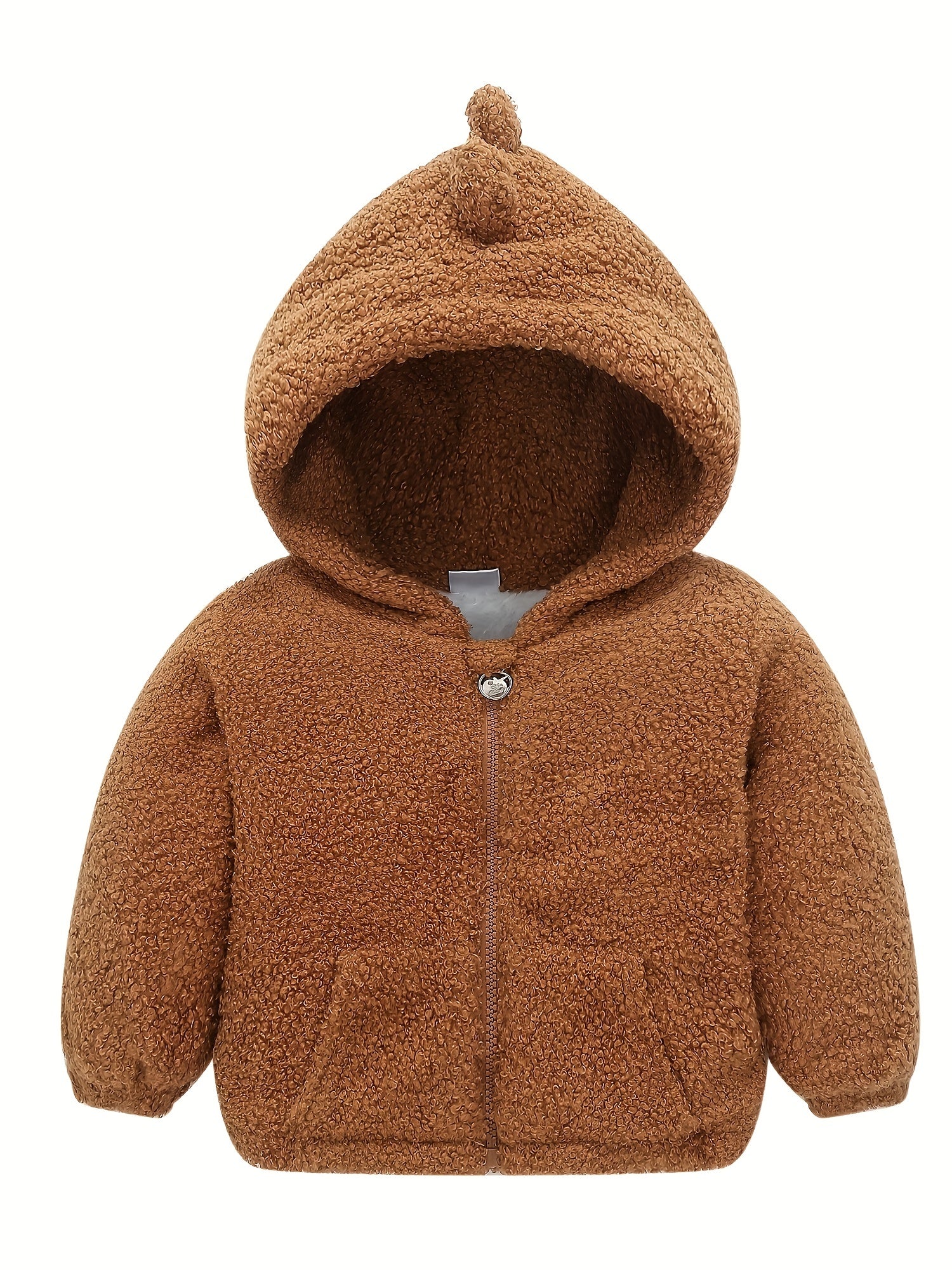Kids Dino Zipper Jacket Thick Fleece Hooded Coat
