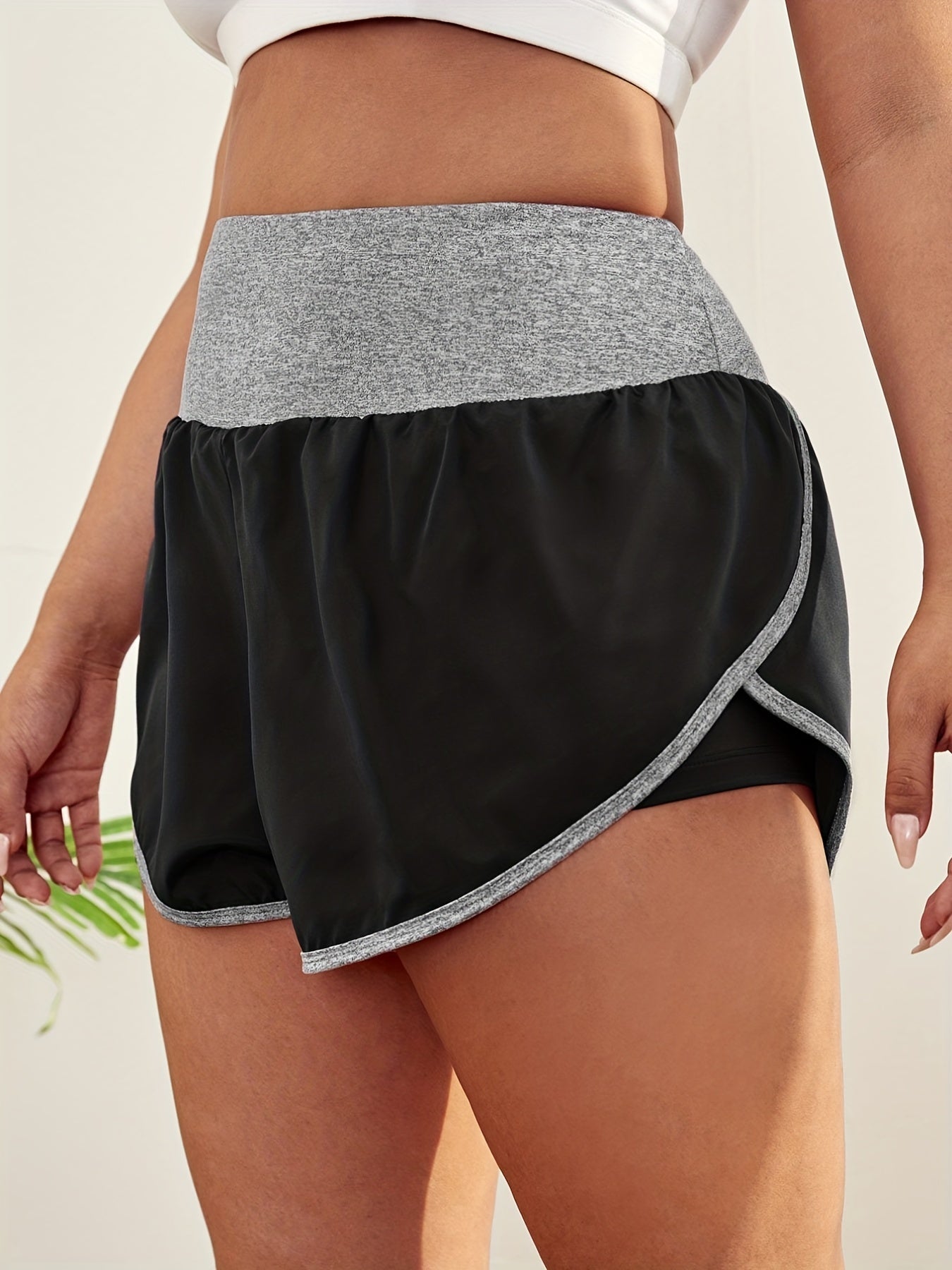Sports Shorts Women's Plus High Rise Waist Band Fitness Running Shorts