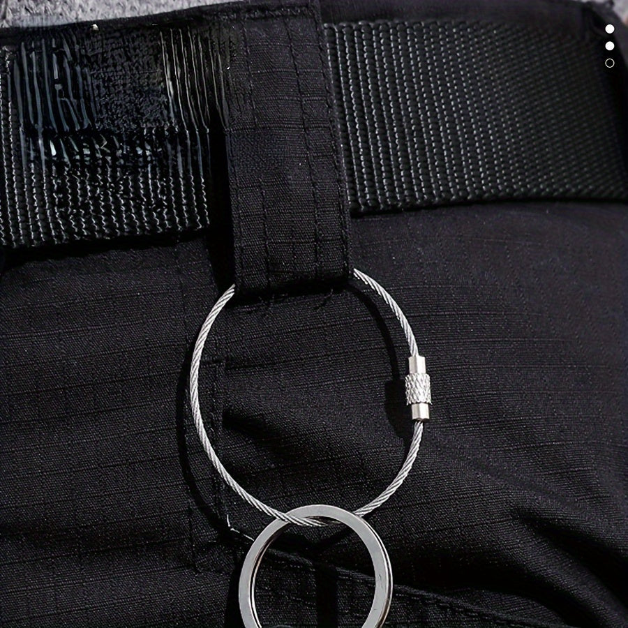 5pcs Steel Wire Keychain Stainless Steel Luggage Tag Key Chain