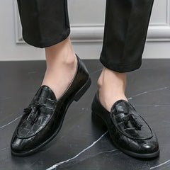 Men's Plaid Tassel Loafers Non Slip Casual Shoes