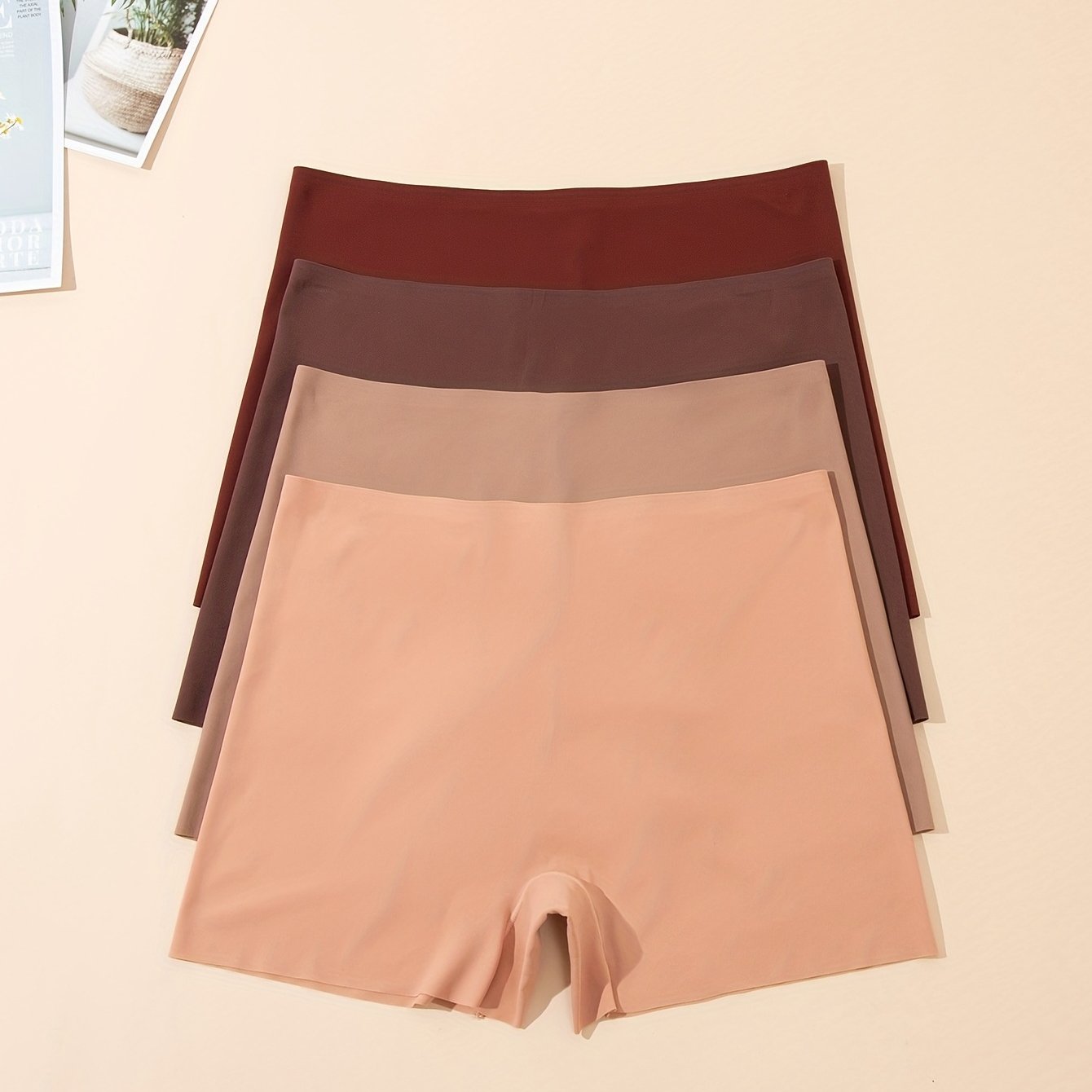 4pcs Seamless Boyshort Panties Stretch Intimates Women's Lingerie