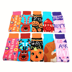 5 Pairs Cartoon Print Socks Comfy Halloween Mid Tube Socks Women's Stockings