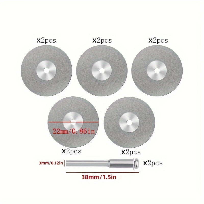 12pcs Mini Diamond Cutting Disc Set for Rotary Tools - Diamond Grinding Wheels