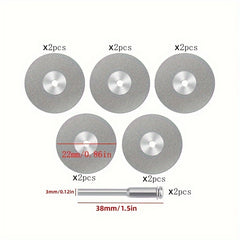 12pcs Mini Diamond Cutting Disc Set for Rotary Tools - Diamond Grinding Wheels