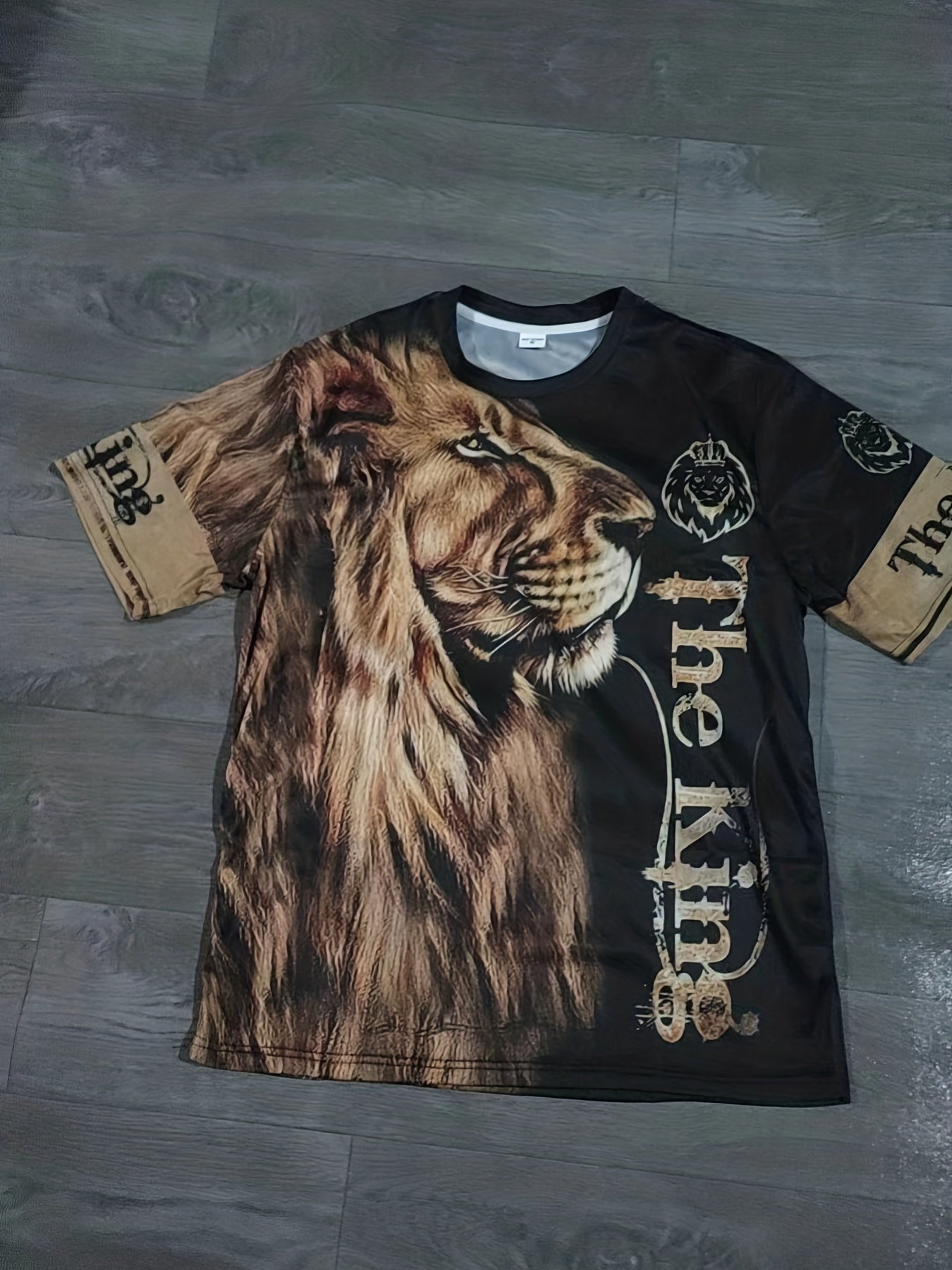 Men's Lion Graphic T-Shirt 3D Print Crew Neck Tee for Summer Outdoor Activities