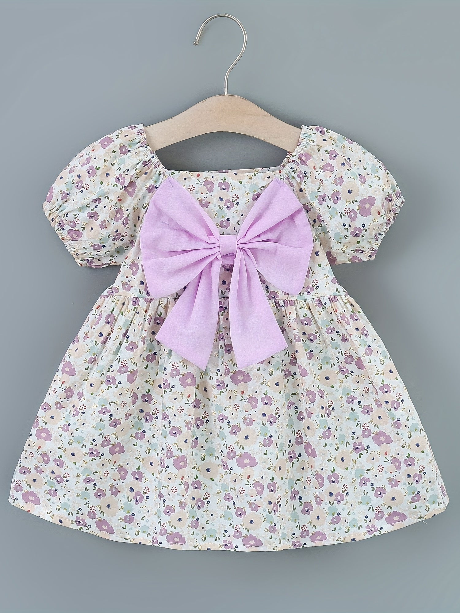 Sweet Bow Puffy Sleeve Dress Infant Toddler Princess Dress