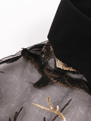 Halloween Dress Women's Cut Out Jacquard Mesh Bell Sleeve