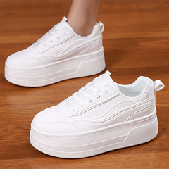 Women's Lace up Platform Sneakers Height Increased Skate Shoes