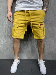 Men's Cotton Cargo Shorts with Drawstring Waist for Outdoor Activities