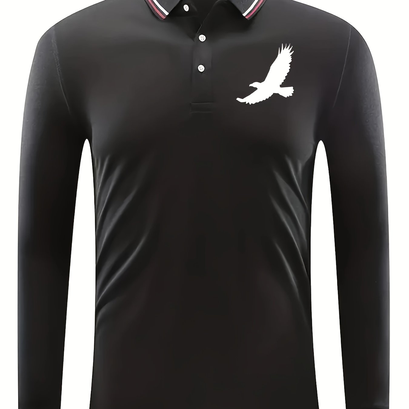 Bird Pattern Men's Casual Comfy Custom Fit Long Sleeve Polo Shirt
