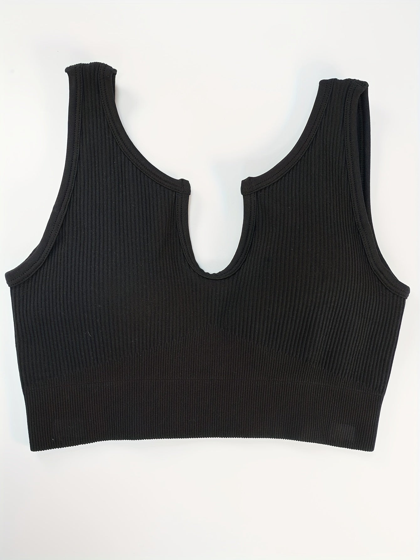 Ribbed V neck Beauty Back Yoga Bra Running Sports Bra For Women