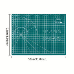 A4 Green Self Repair PVC Cutting Mat Double Sided Grid Rotating Cutting Board