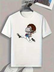 Cartoon Boy Print Men's Graphic T-Shirt for Summer